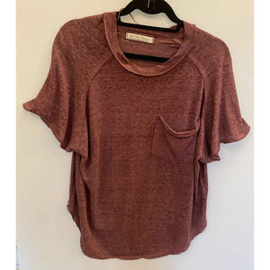 We The Free Free People Casual Tee Oversized Short Sleeve T-shirt Brown Size M